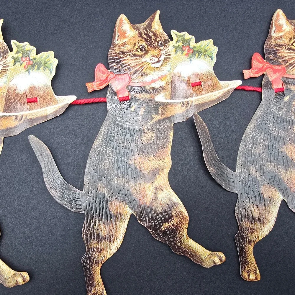 Christmas Garland Cat with Pudding Mamelok/B. Shackman Made in England New